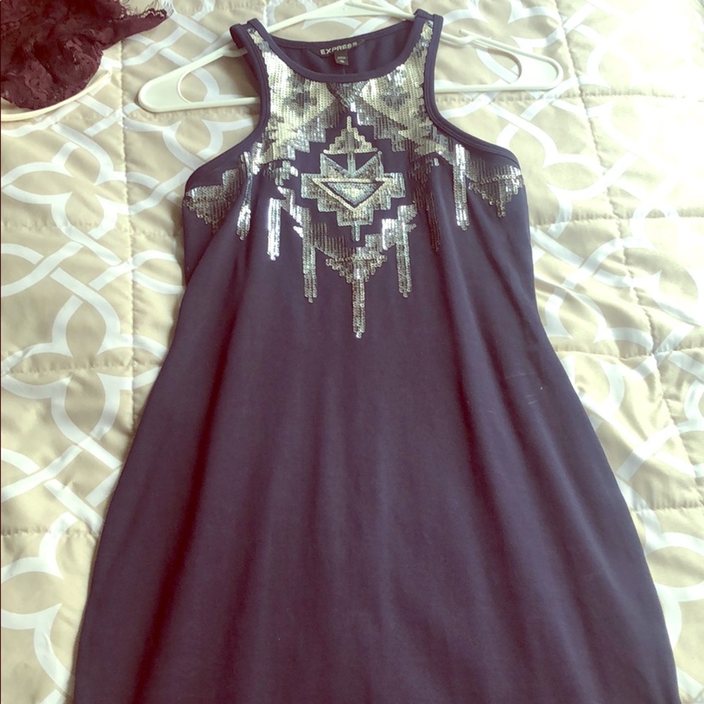 Express Mini Blue Sequin Dress!!